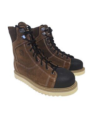 DAKOTA Men's 8'' 523 Steel Toe Steel Plate Ironworker Work Boots Brown Size 9M